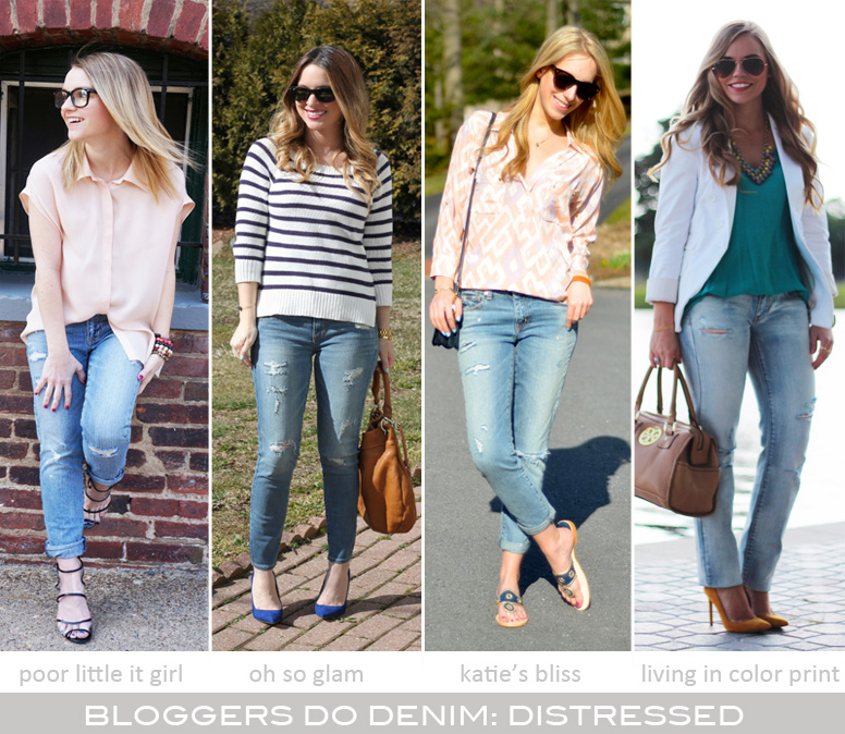different styles of ripped jeans