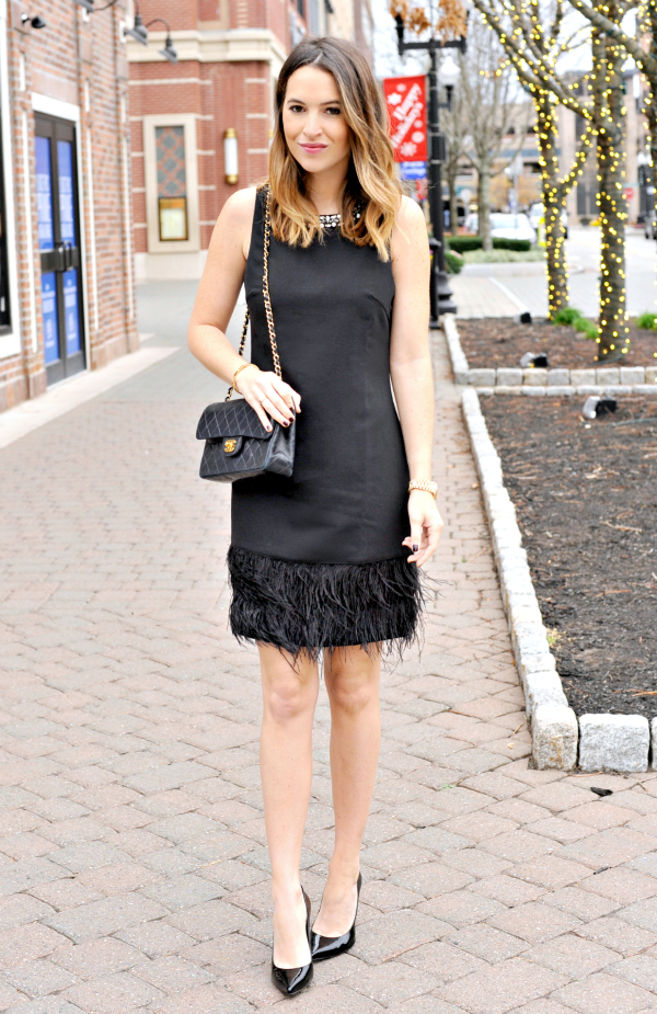 vince camuto feather dress