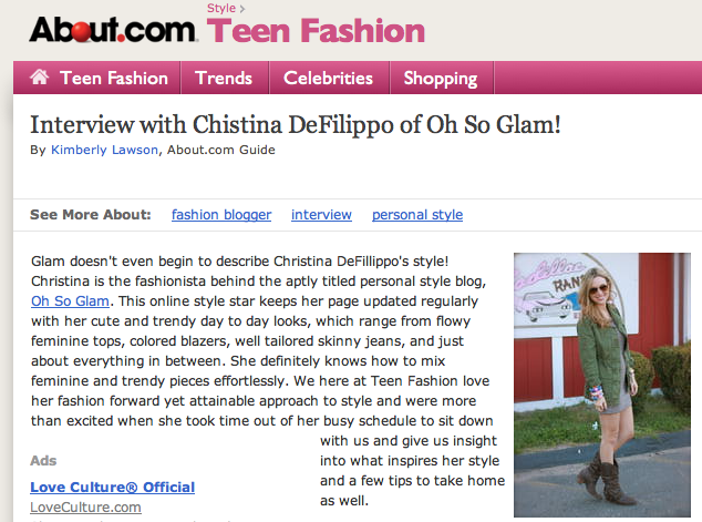 About.com Interview Oh So Glam