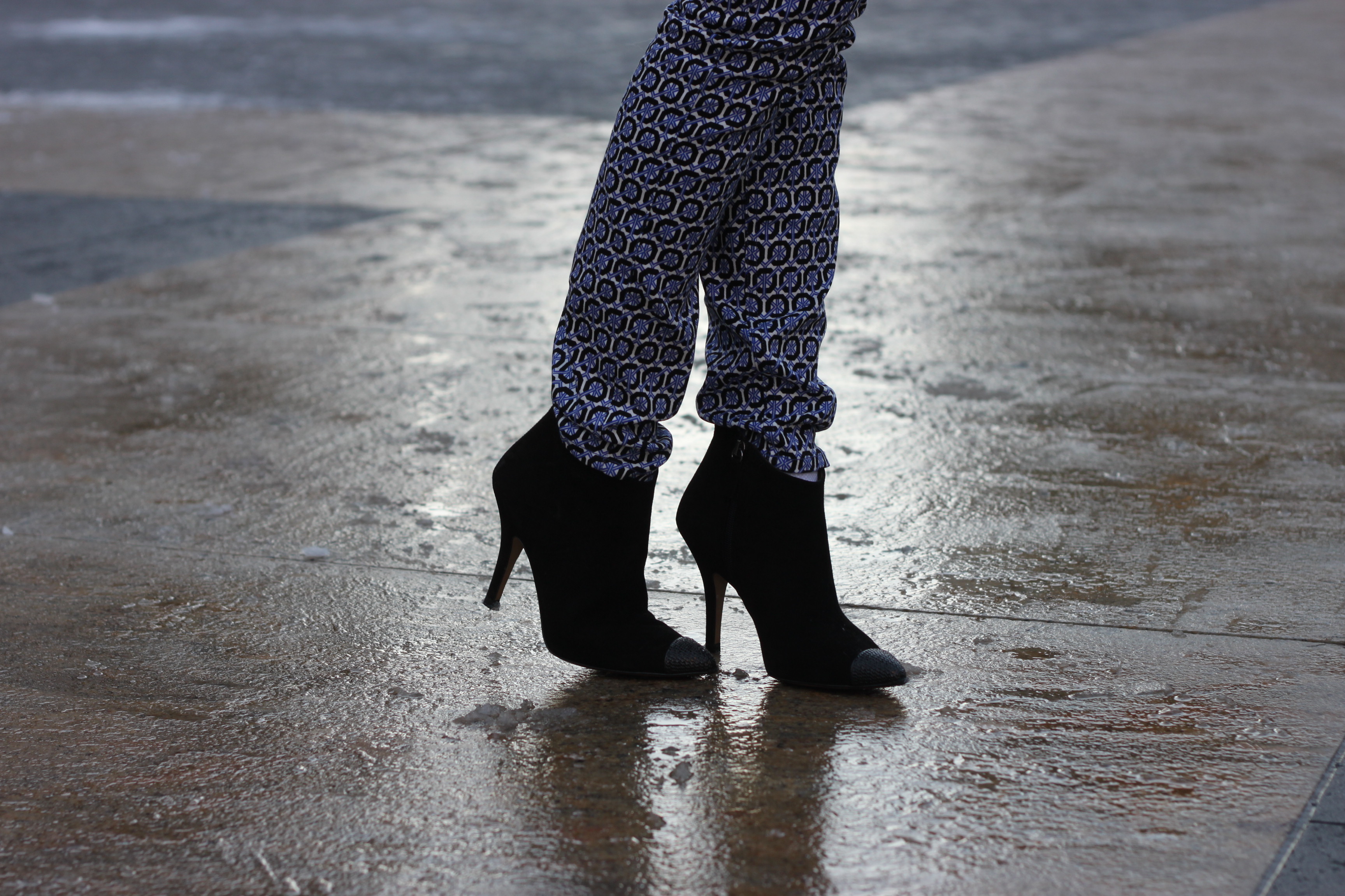 Printed Pants // Zara Booties