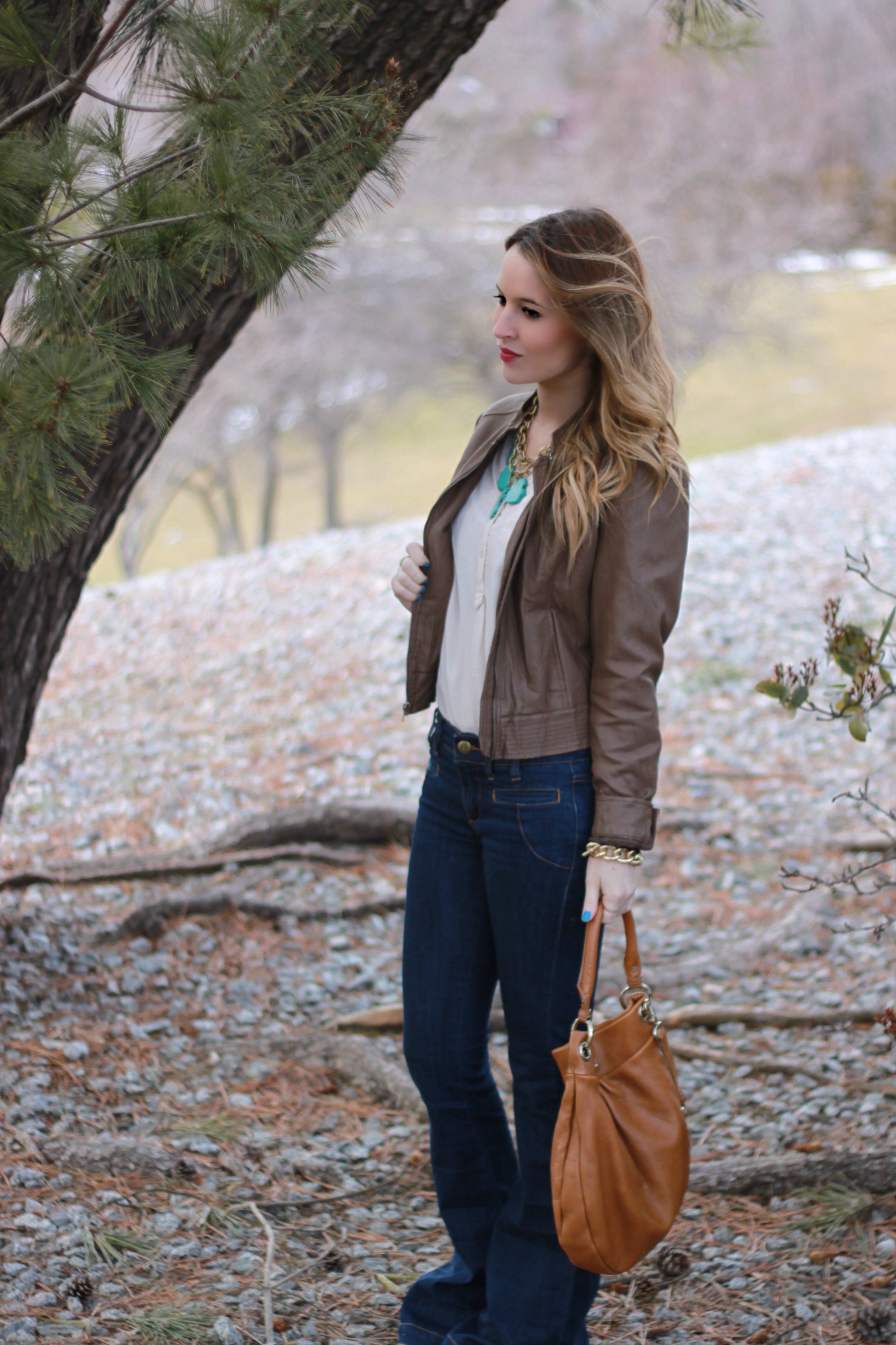 Turquoise Necklace // Flare Jeans