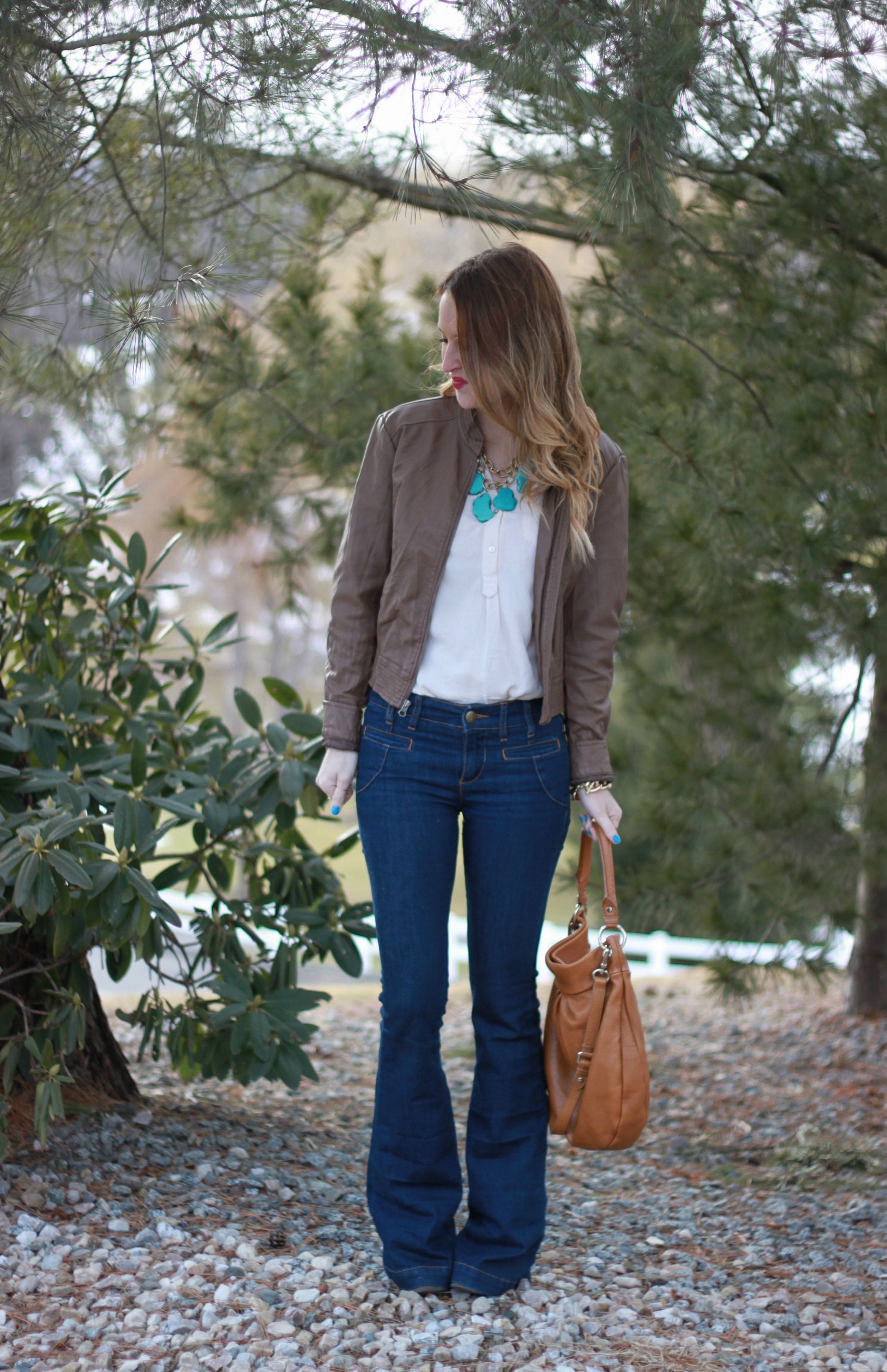 Turquoise Necklace // Flare Jeans