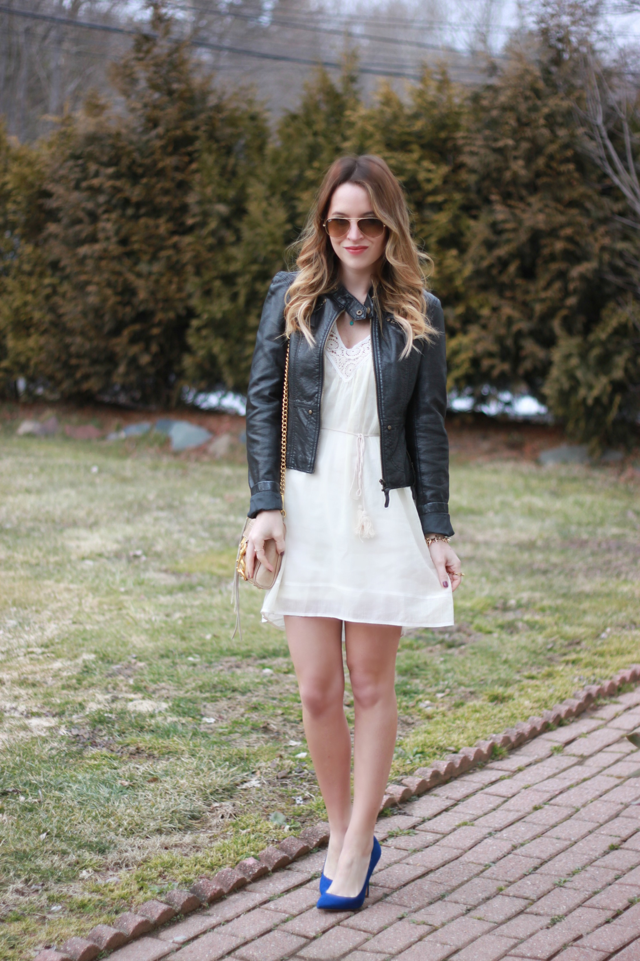 Leather Jacket / Lace Dress