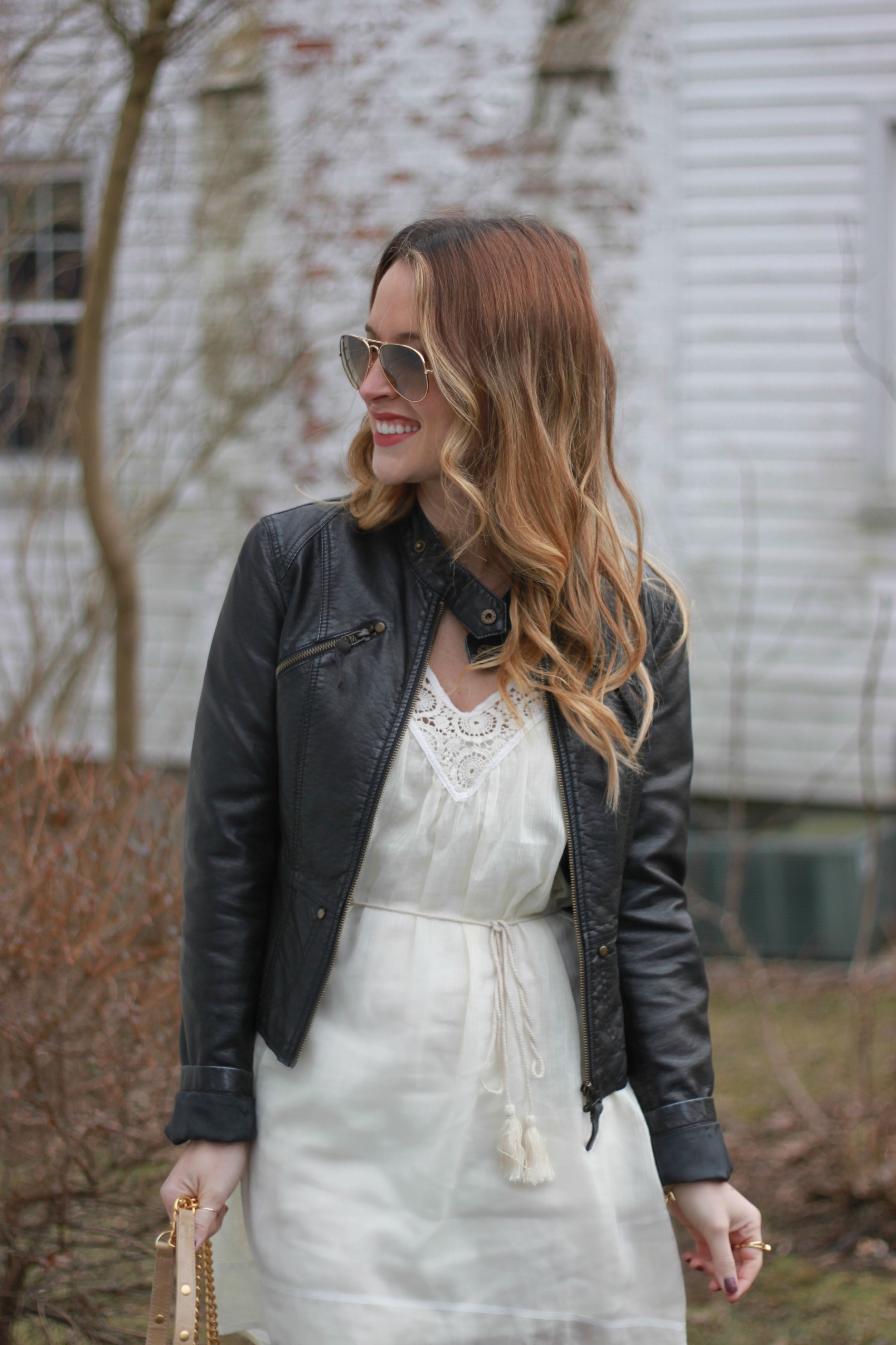 Leather Jacket / Lace Dress