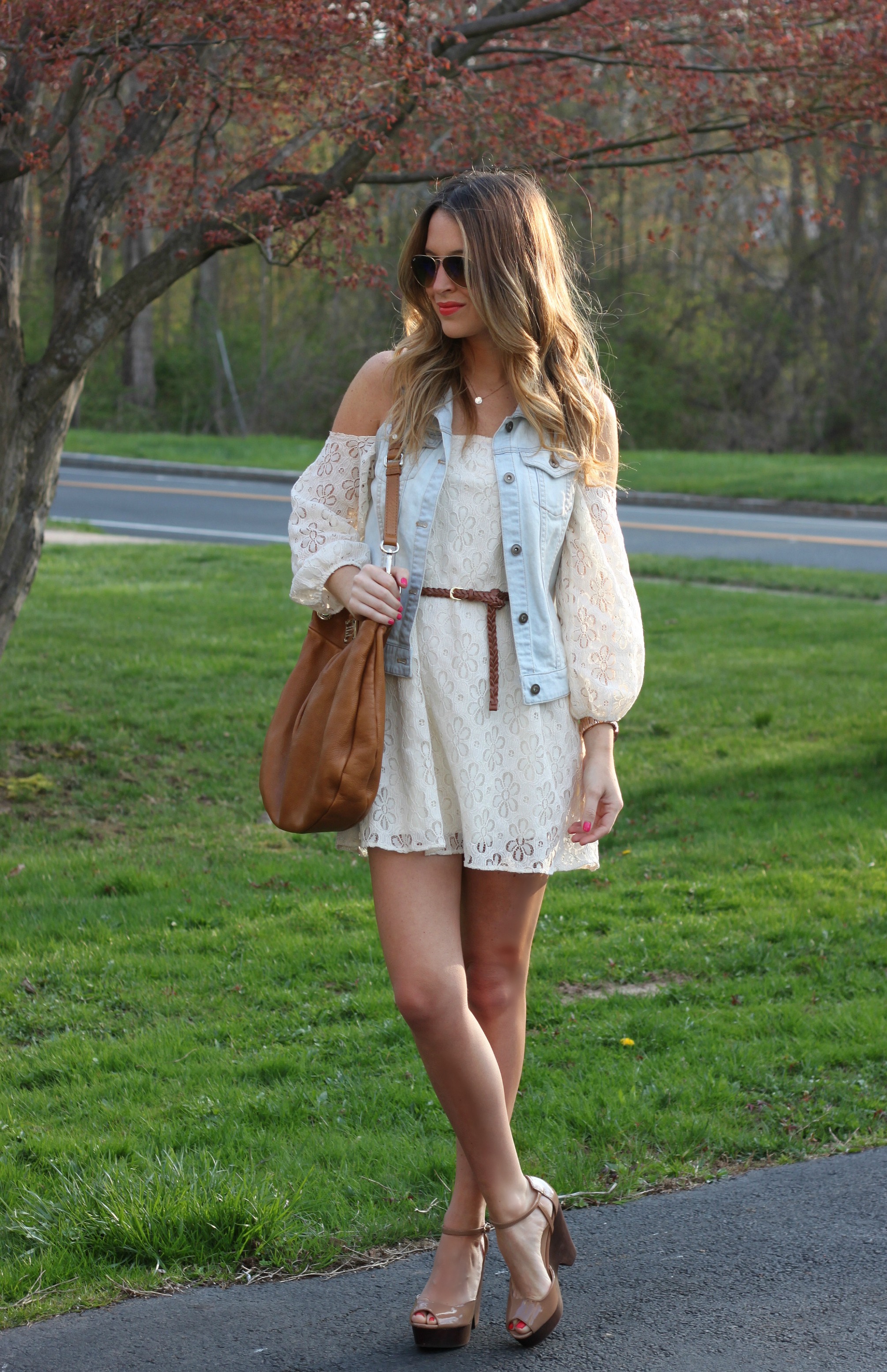 Lace Dress & Denim Vest