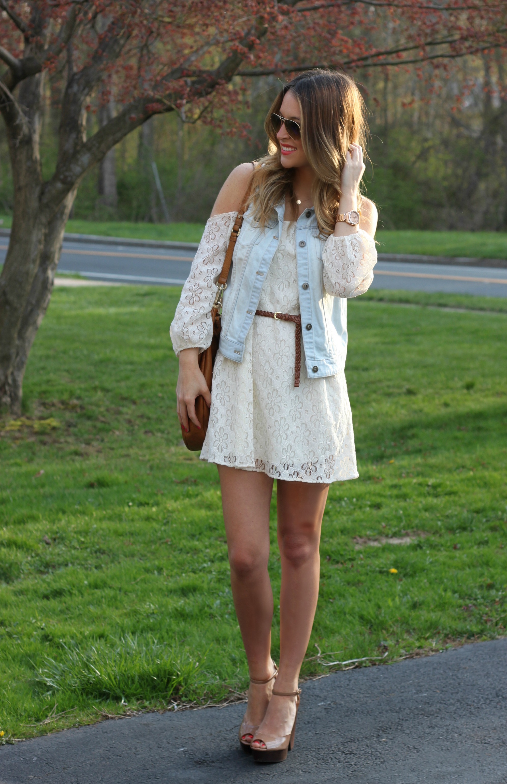 Lace Dress & Denim Vest