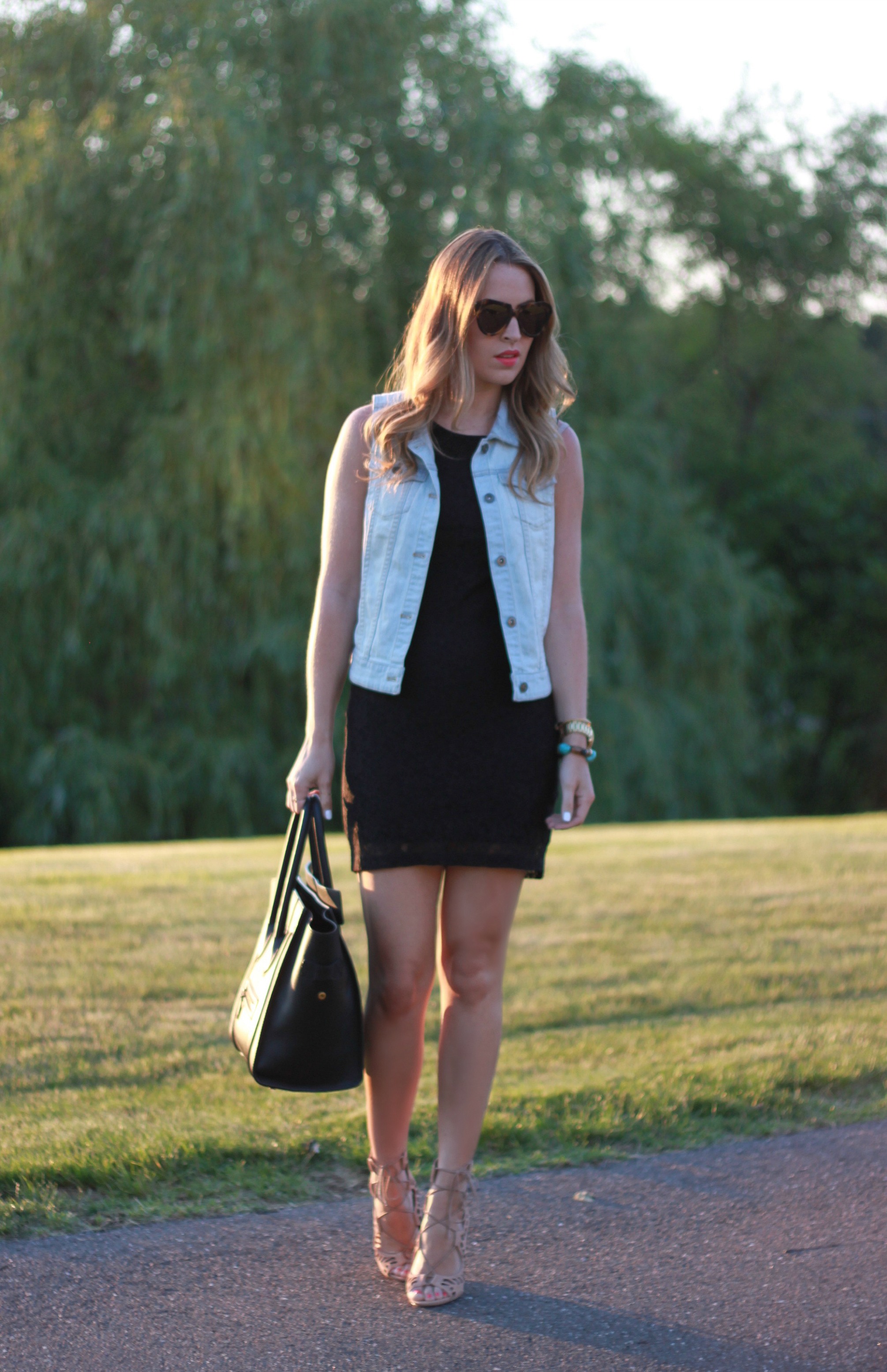 Denim Vest & Black Dress