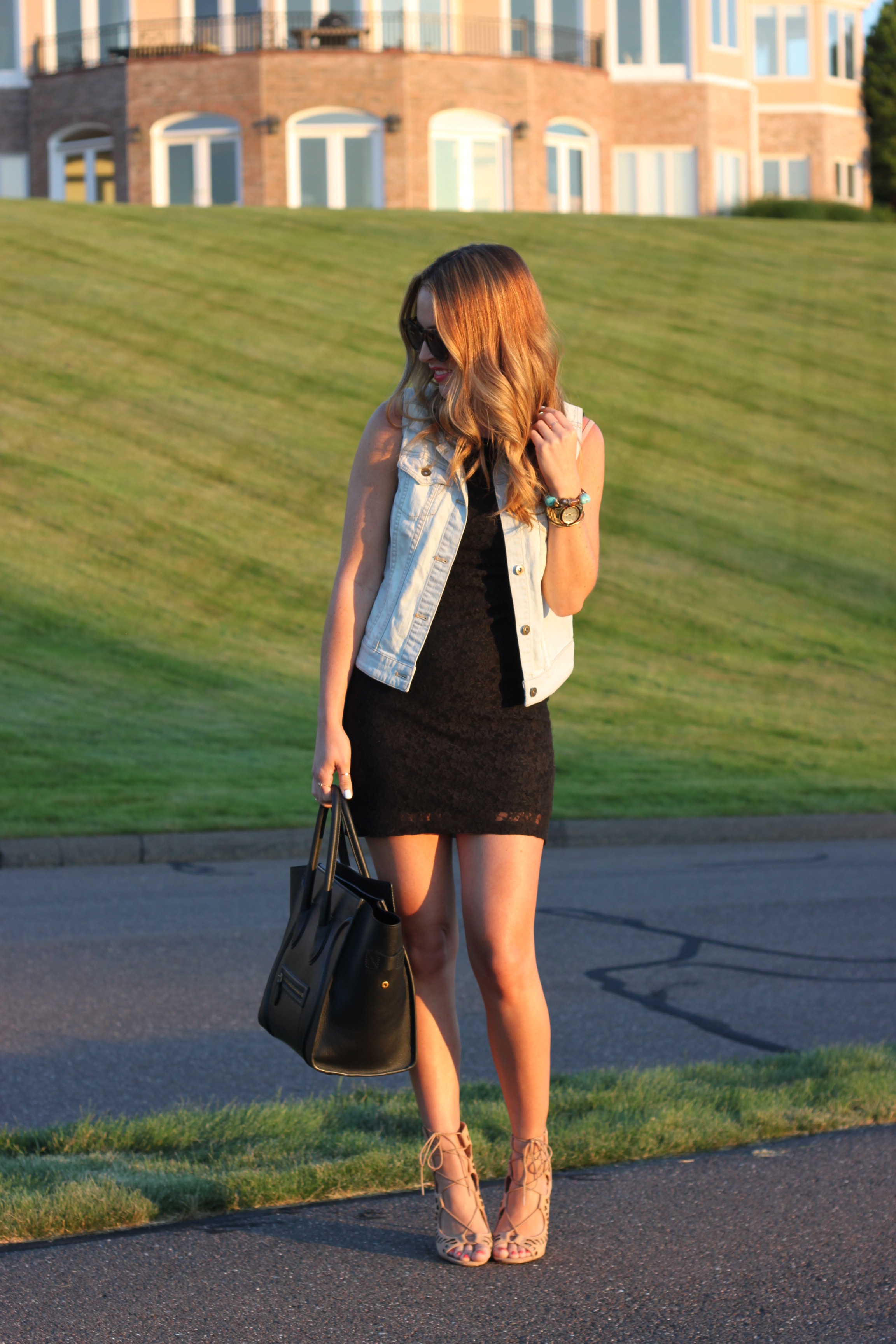 Denim Vest & Black Dress