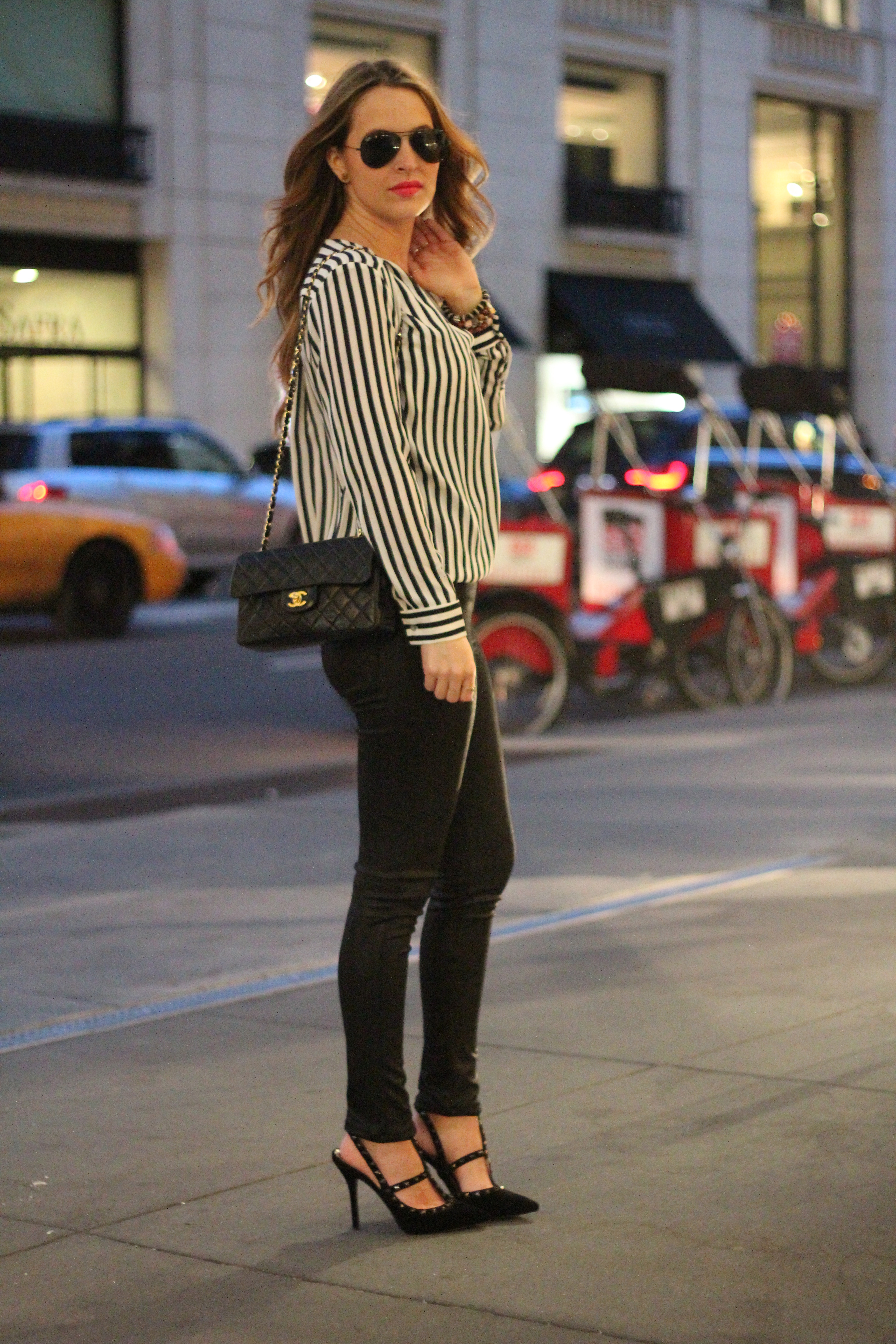 Oh So Glam: NYFW Stripes & Leather
