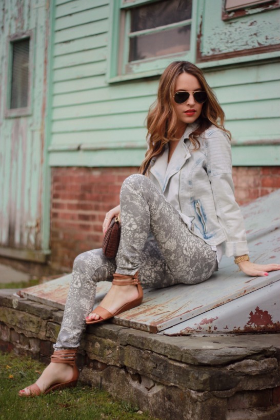 1969 destructed denim biker jacket