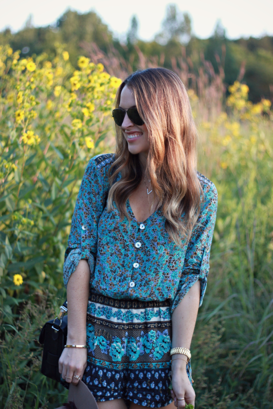 Oh So Glam: Floral Romper At Dusk