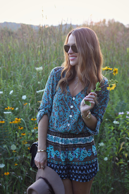 Oh So Glam: Floral Romper At Dusk