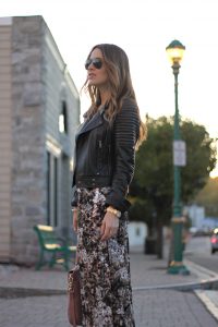 Oh So Glam: Maxi Dress and Leather Jacket
