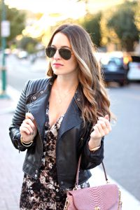 Oh So Glam: Maxi Dress and Leather Jacket