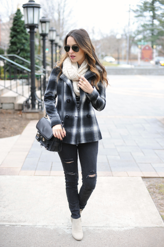 Oh So Glam: Plaid Peacoat