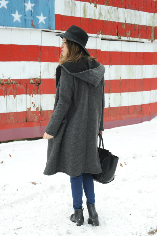 Forever 21 Hooded Shawl Collar Coat