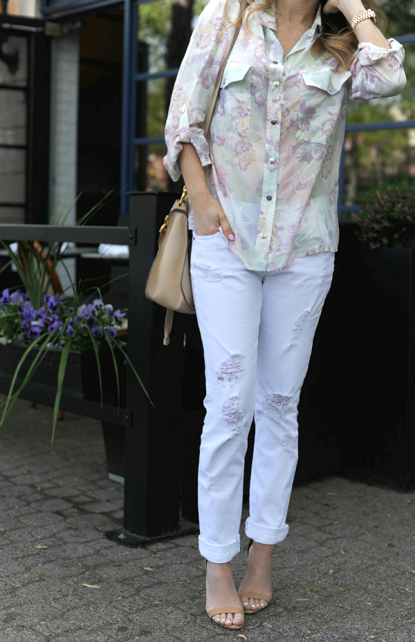 White Distressed Boyfriend Jeans