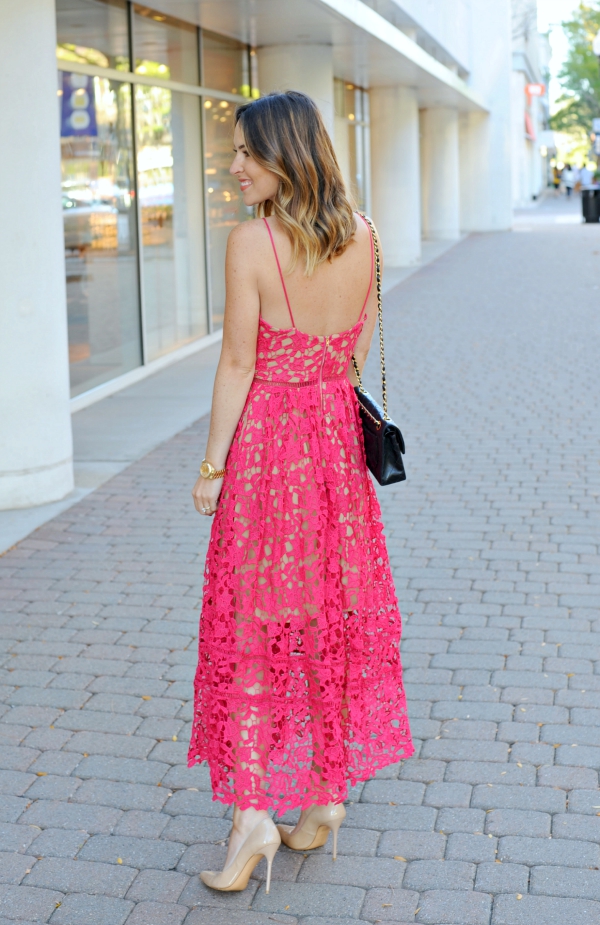 Red Lace Midi Dress