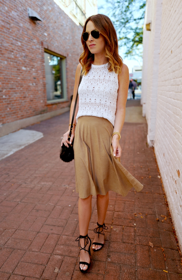 Wyatt Faux Suede Midi Skirt