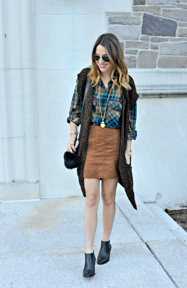 Suede Mini Skirt Outfit