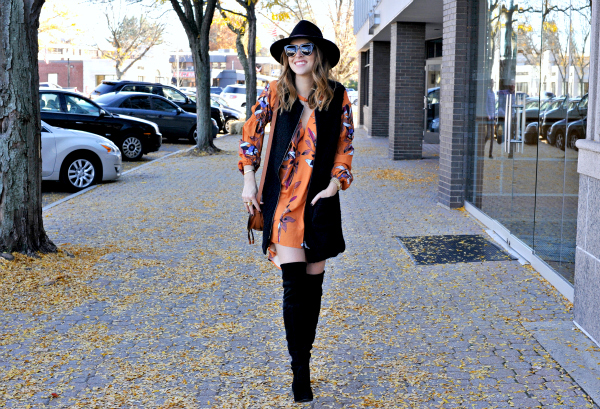 Floral Tunic Over The Knee Boots