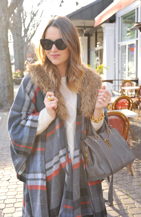 Target Plaid Poncho Faux Fur 