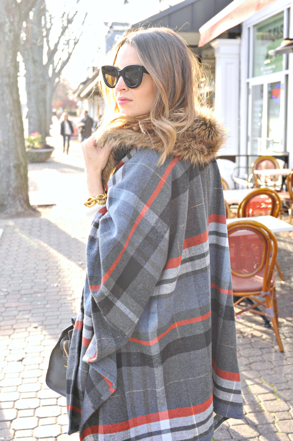 Target Plaid Poncho Faux Fur 