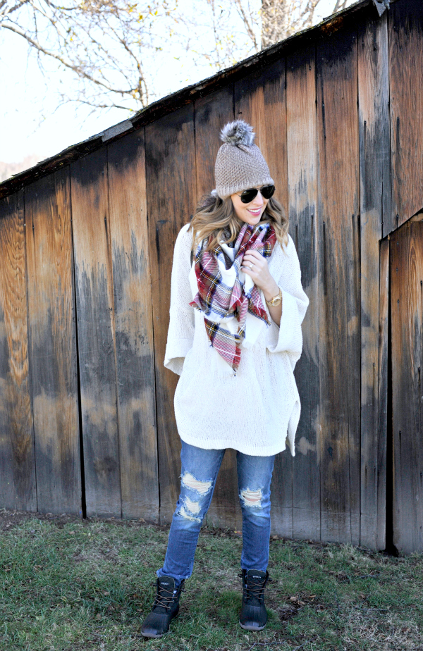 Plaid Blanket Scarf Outfit