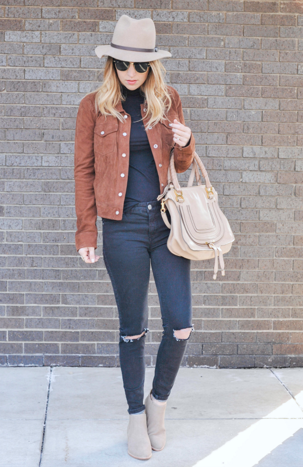 Suede Jacket Outfit Idea