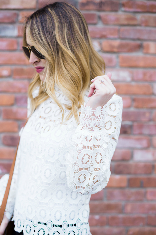 Self Portrait White Crochet Top