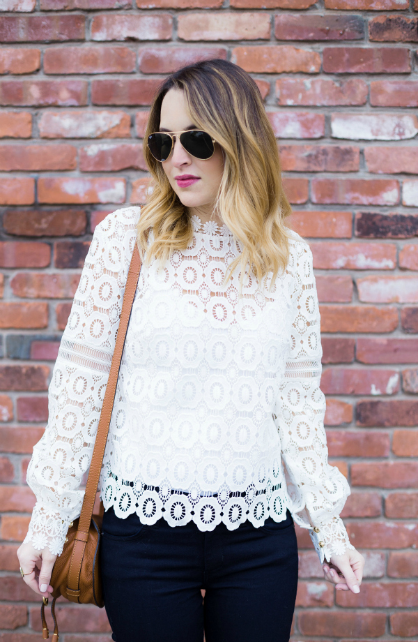 Self Portrait White Crochet Top