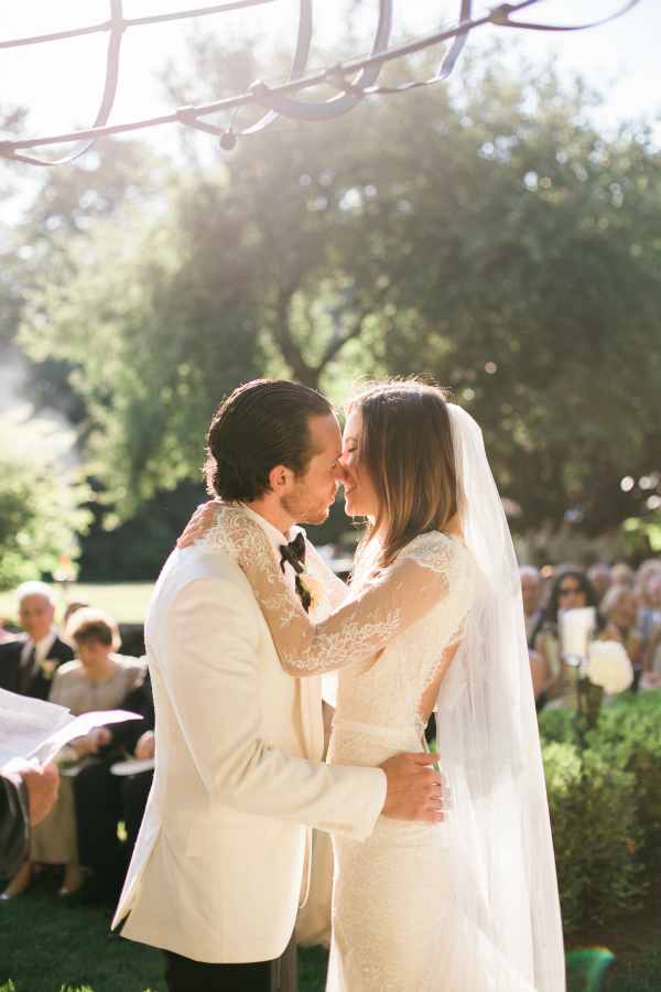 Oh So Glam Wedding First Kiss