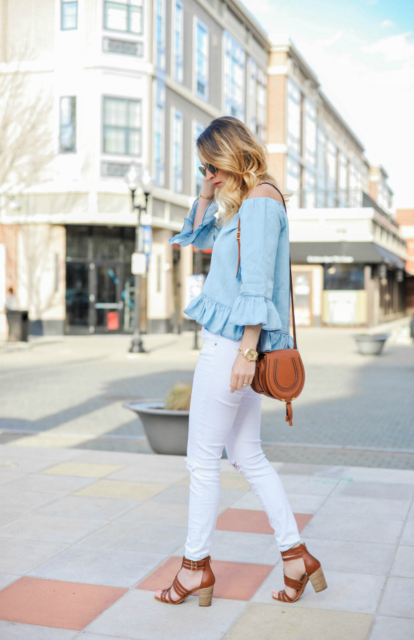 Chambray Top with White Denim