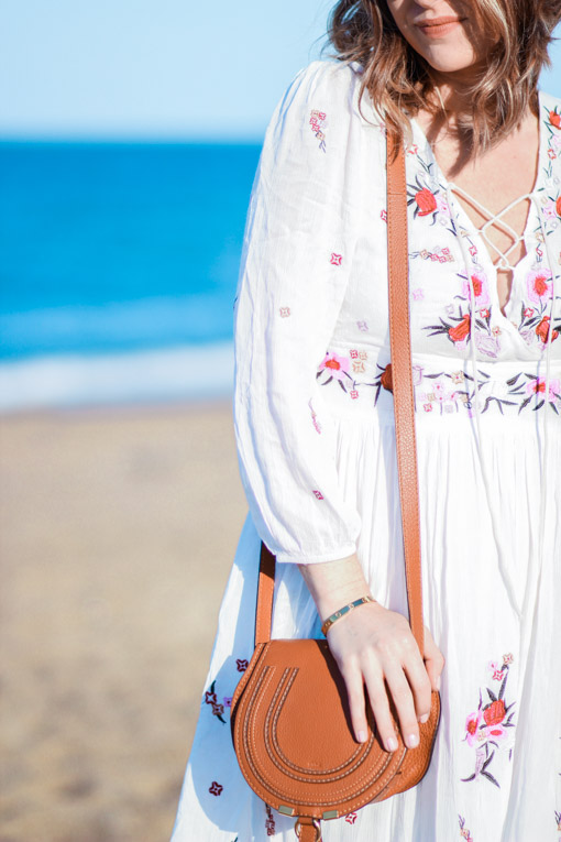 White Lace Up Maxi Dress