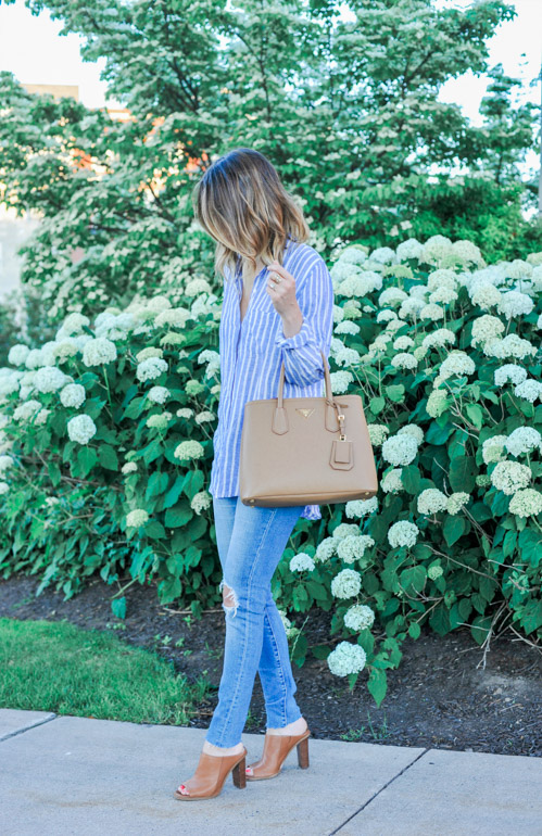 Blue Pinstripe Shirt - Oh So Glam