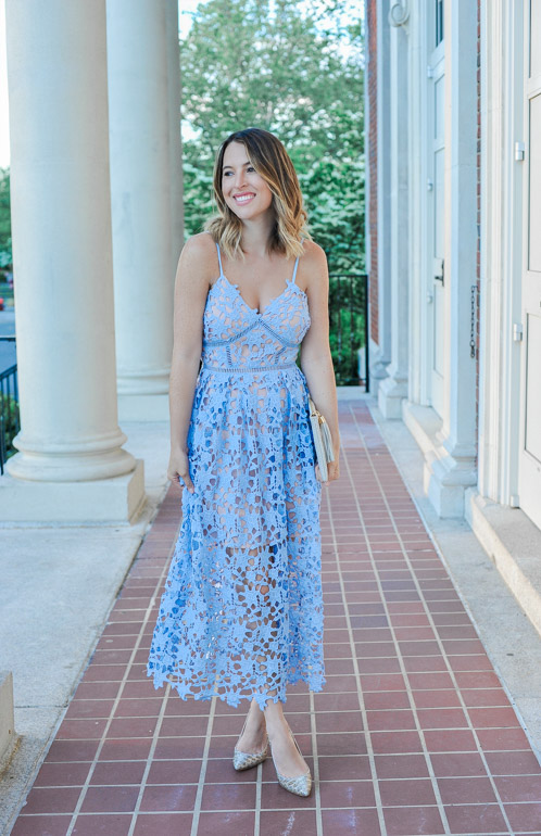 Bloomingdales AQUA Lace Cami Midi Dress