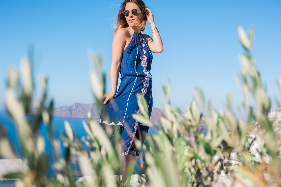 Embroidered Midi Dress in Santorini - Oh So Glam