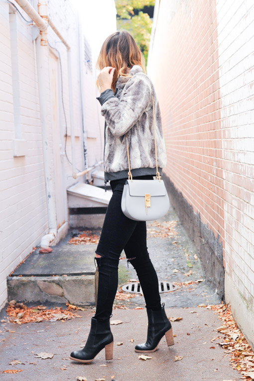 Faux Fur Bomber Jacket Outfit