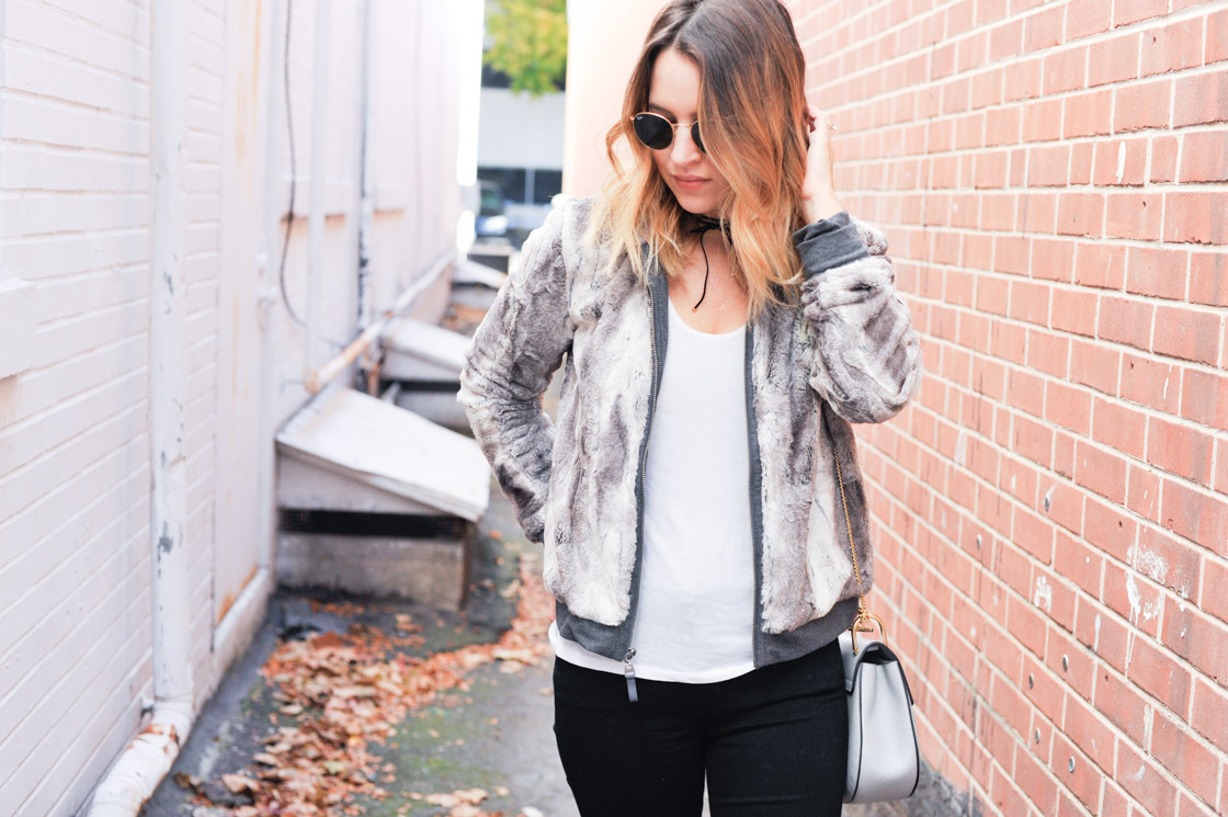 Splendid Faux Fur Bomber Jacket