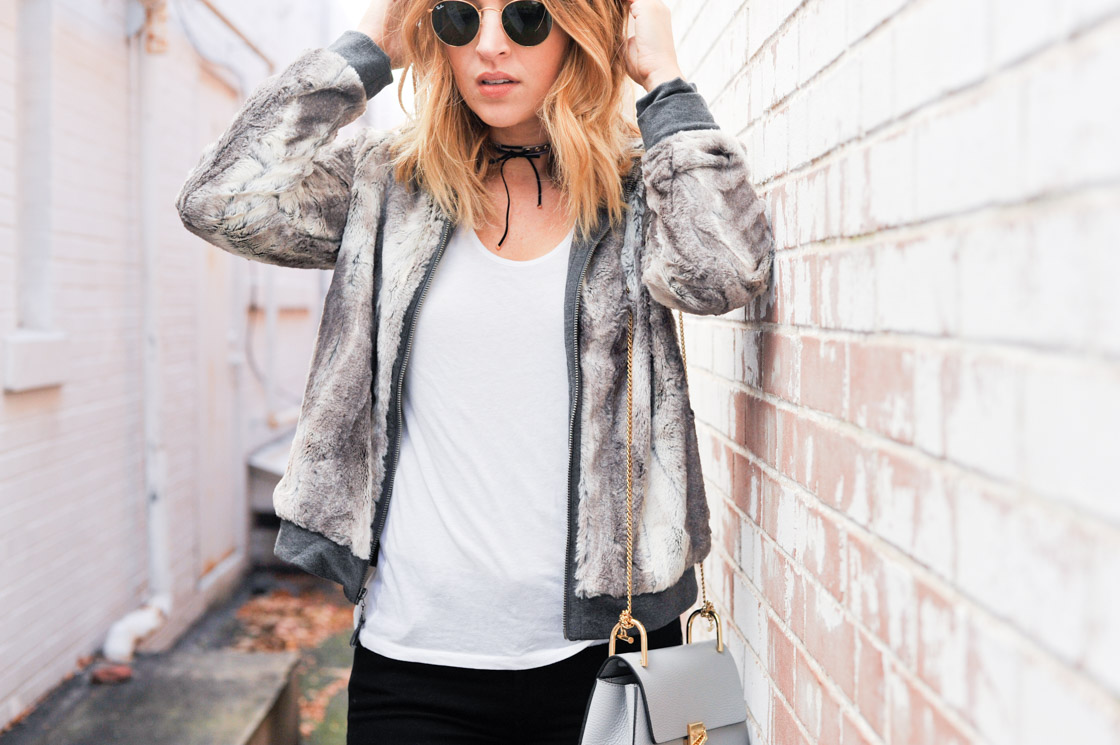 Splendid Faux Fur Bomber Jacket