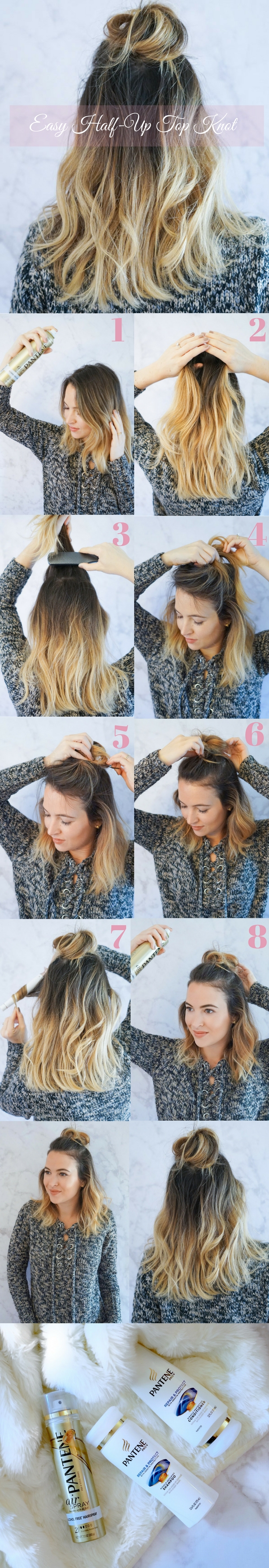 Beauty | Easy Half-Up Top Knot with Pantene - Oh So Glam