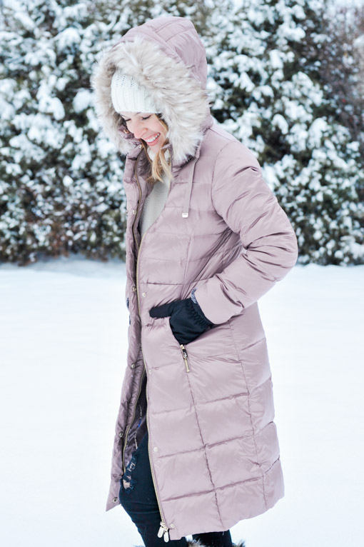 Eliza J 'Cire' Faux Fur Trim Hood Long Down Coat