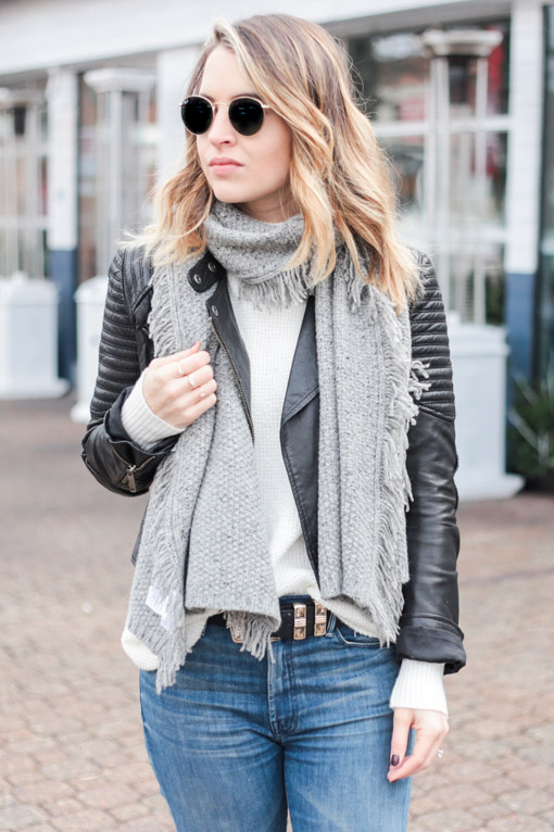 Sole Society Textured Knit Scarf with Fringe 