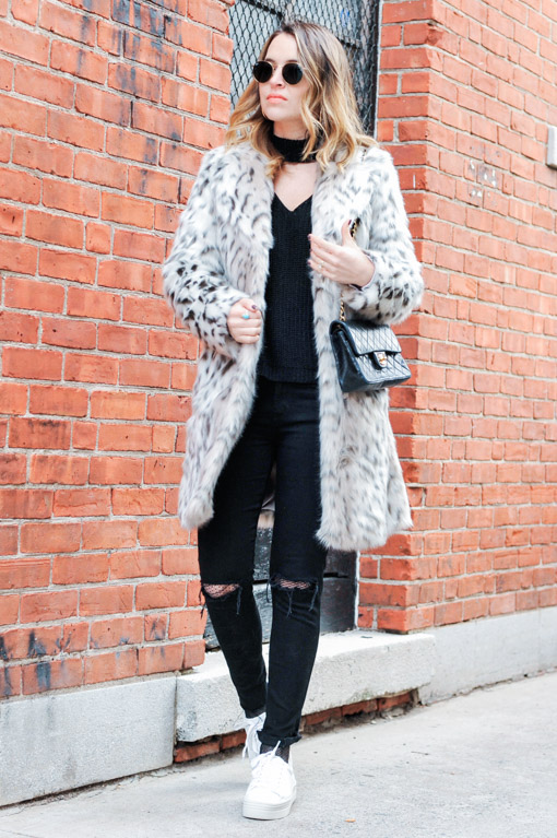 Eliza J Faux Leopard Fur Coat