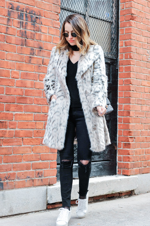 Eliza J Faux Leopard Fur Coat