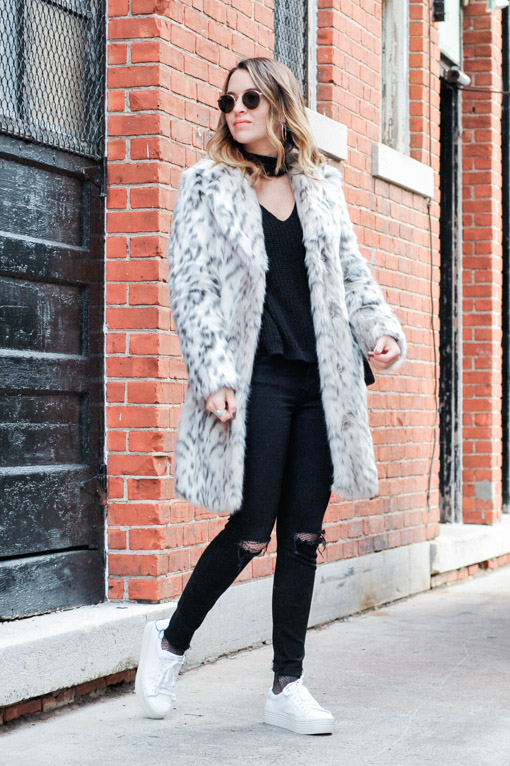 Eliza J Faux Leopard Fur Coat