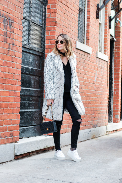 Faux Fur Leopard Coat Outfit