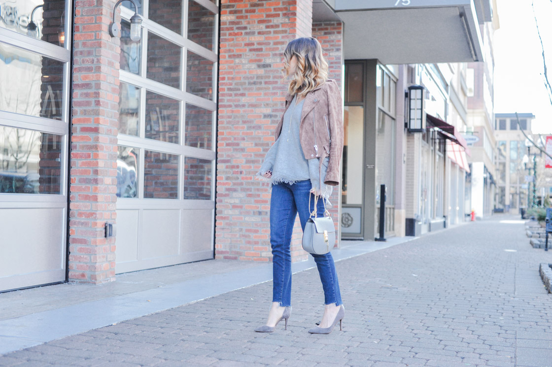 BLANKNYC Morning Suede Moto Jacket