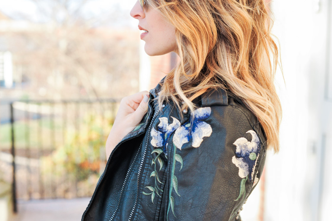 Blank NYC Embroidered Faux Leather Jacket 