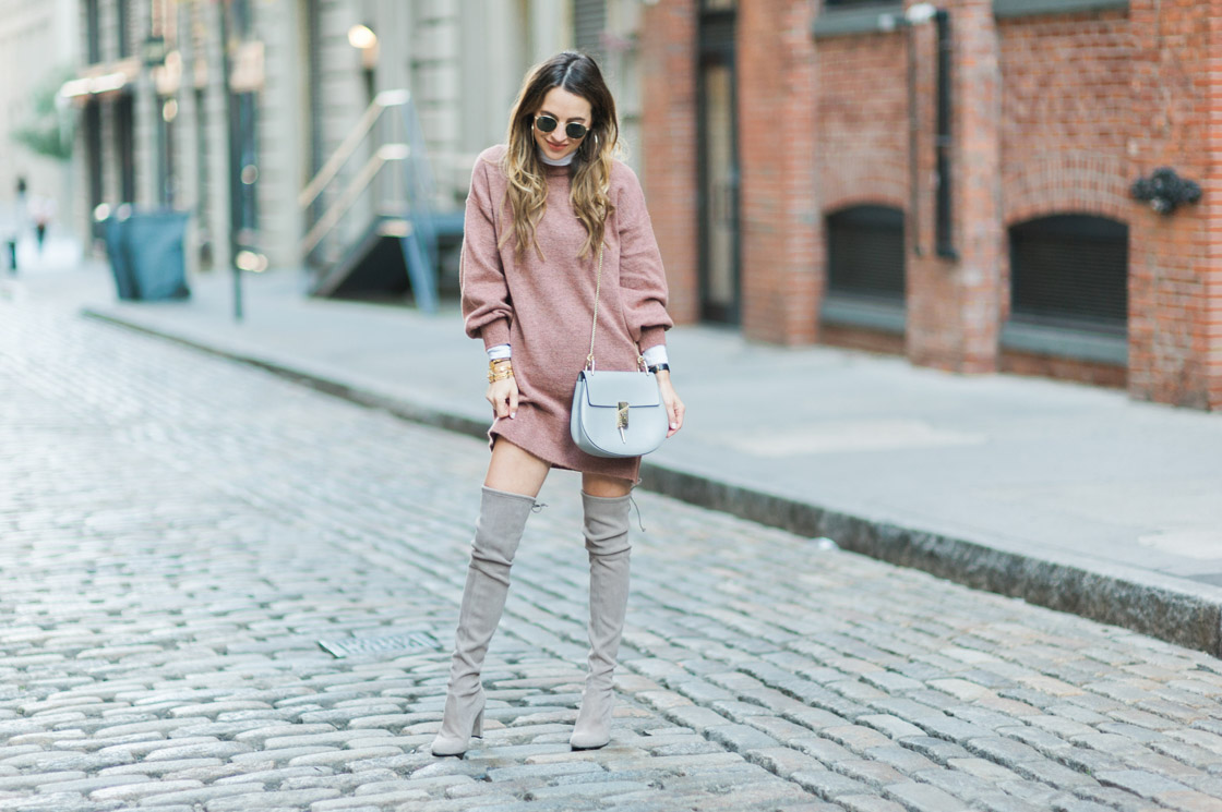 Sweater Dress & Over The Knee Boots Outfit